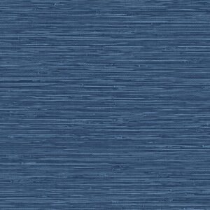 Blue faux grasscloth wallpaper. Vinyl textured wallpaper by Wallquest