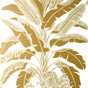 Gold banana tree wallpaper. Palm leaf wallpaper pattern by Thibaut