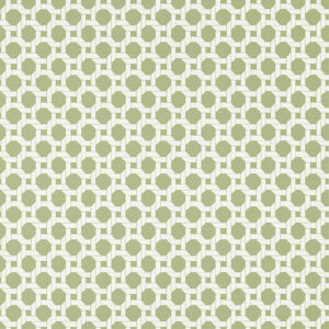 Sage green wallpaper in a classic trellis pattern in a faux weave effect