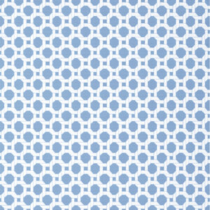 Blue wallpaper Charter feature interlinking chains for a timeless classic wallpaper design