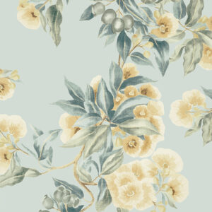 Camellia Garden by Anna French vintage watercolour style wallpaper of large scale floral blooms