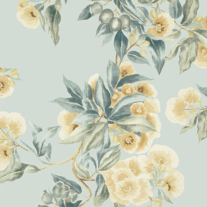 Camellia Garden by Anna French vintage watercolour style wallpaper of large scale floral blooms