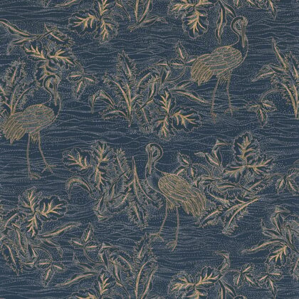 Blue nautical wallpaper. Coastal birds and coral feature in this Casamance wallcovering