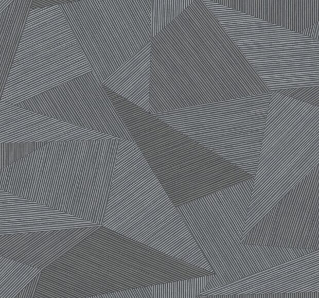 Dark Grey graphic abstract geometric shapes create the 3D looking wallpaper design by CasaMia