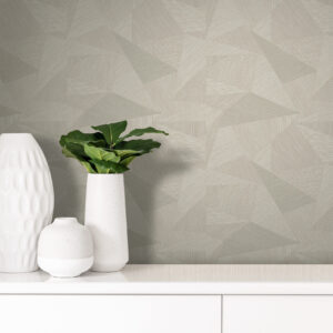 Graphic wallpaper in beige by Casamia as a feature wall