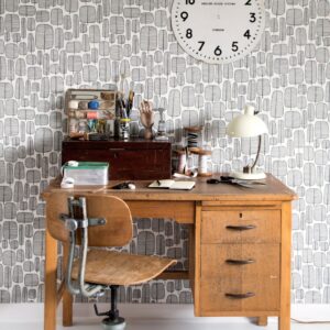 MOnochrome wallpaper of little trees illustrated for office