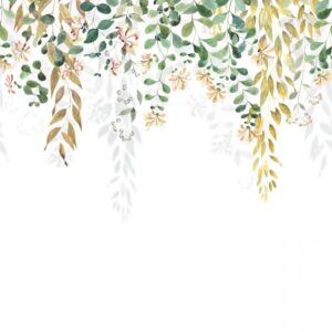 Honeysuckle mural of trailing flowers in painted style
