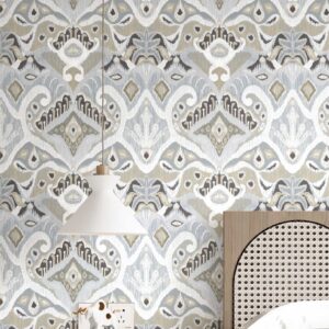 Tempio wallpaper in vintage abstract pattern in a retro bedroom