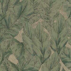 Roberto Cavalli designer wallpaper of large leaves on textured background