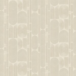 Ovala in a asoft beige- wallpaepr of architectural curved shapes