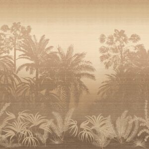 Stunningly sophisticated jungle mural scene in beige taupe tones