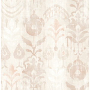 Shibori style floral wallpaper in soft pinks