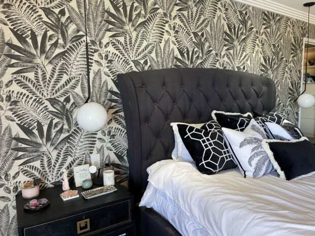 Aloes in black on bedroom wall