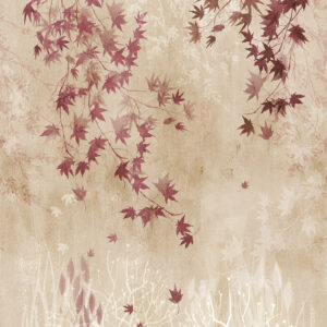 Natire wallpaper mural of trailing leaves from ceiling in autumnal colours