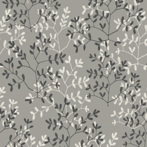 Grey and white leafy branches classic wallpaper pattern