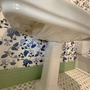 Traditional classic style wallpaper by Anna Spiro in toilet