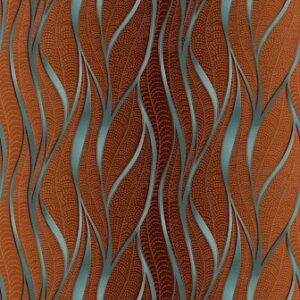 Rich auburn orange wallpaper in wavy lines