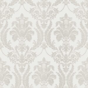 Cool toned cream damask wallpaper