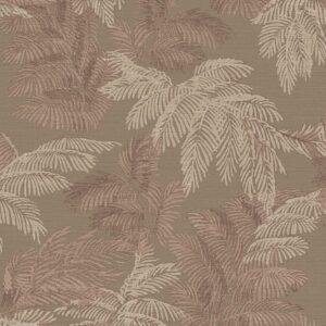 Fern leaf wallpaper in earthy pink tones on textured paper