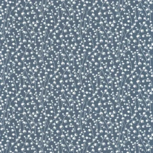 Lily of the Valley night blue wallpaper with tiny floral bell petals