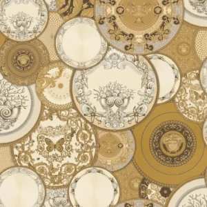 Gold Versace wallpaper eclectic ocean theme