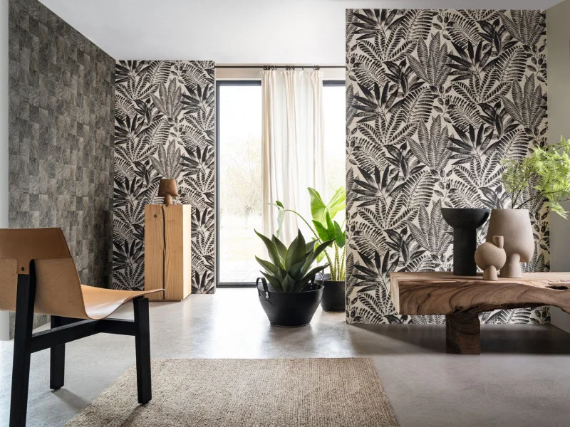 Aloes Black and Abale feature in the same room with timber accents