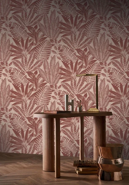 Aloes in red wallpapr in a modern feature roome