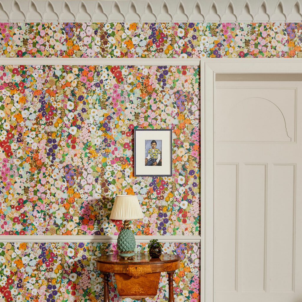 Hollyhocks by House of Hackney spring flower wallpaper