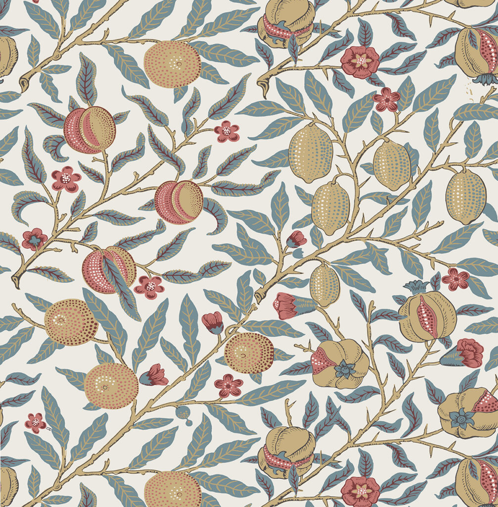 Fruit wallpaper adapted from a William Morris iconic wallpaper design