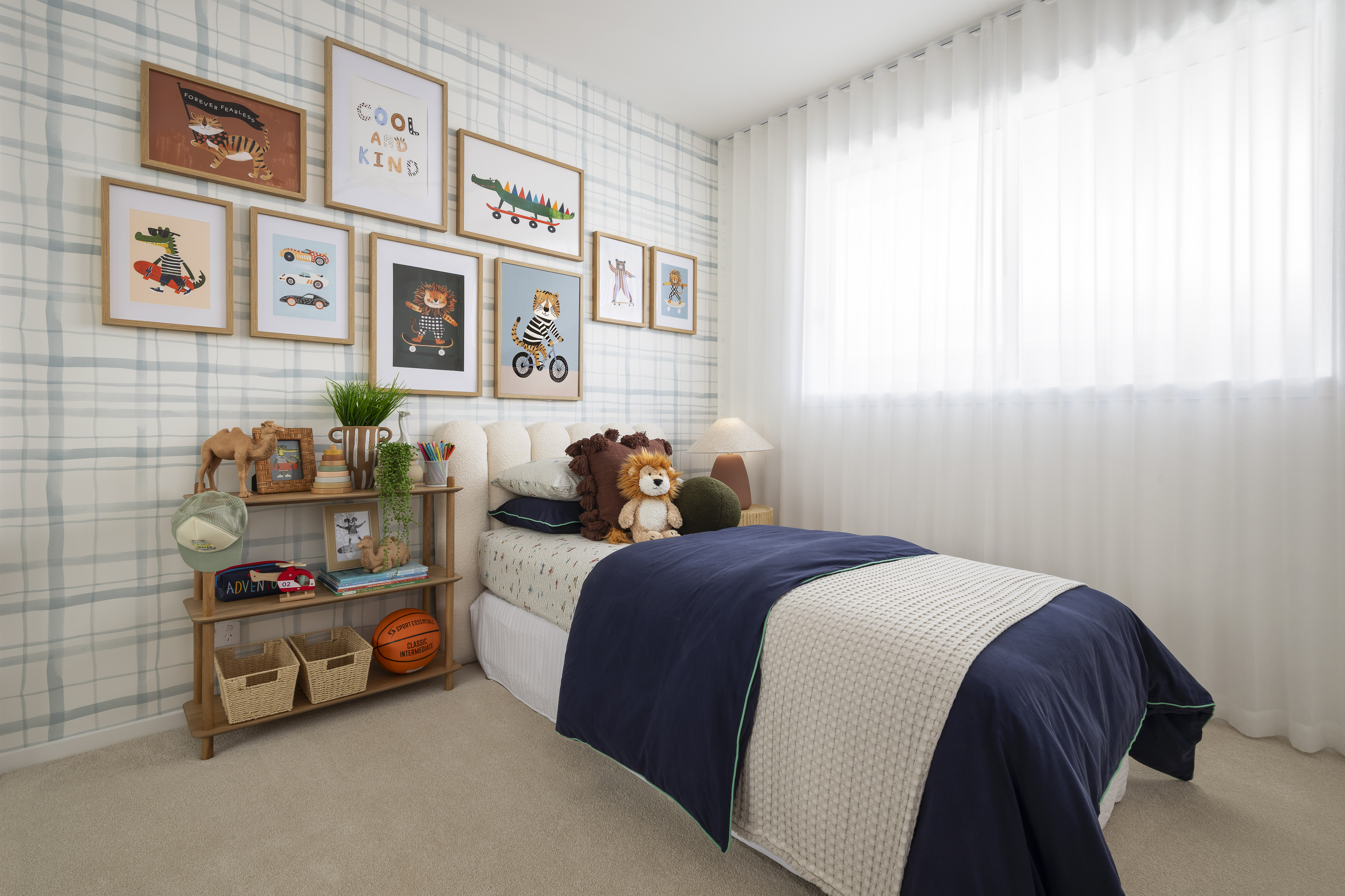 Checkered wallpaper in childrens room for Neptune Homes