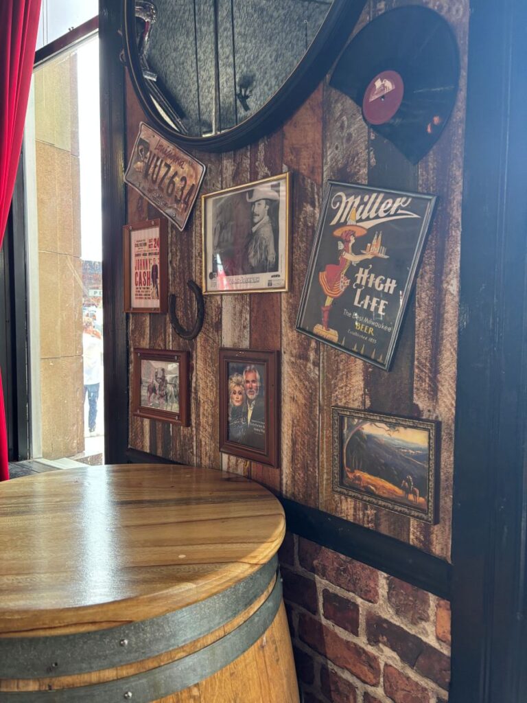 Timber and brick wallpaper in Chattahoochee Joes