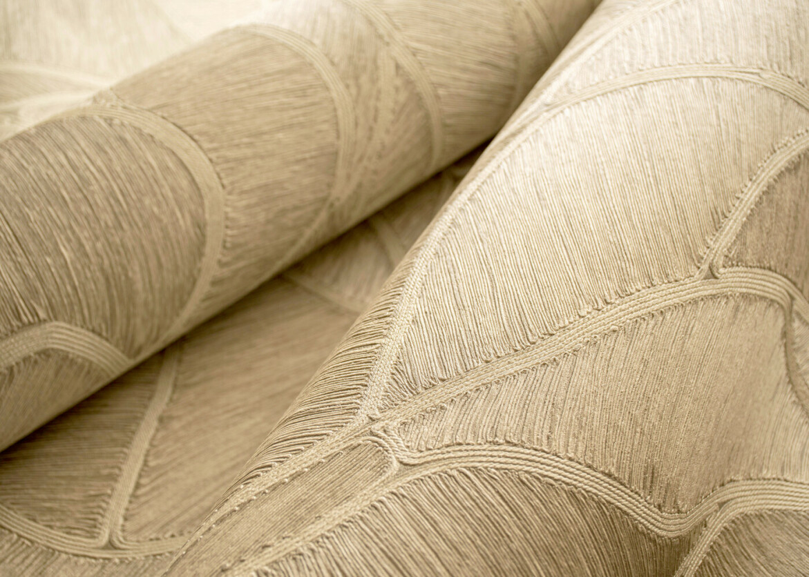 Close up on a roll of hand threaded wallpaper by Arte
