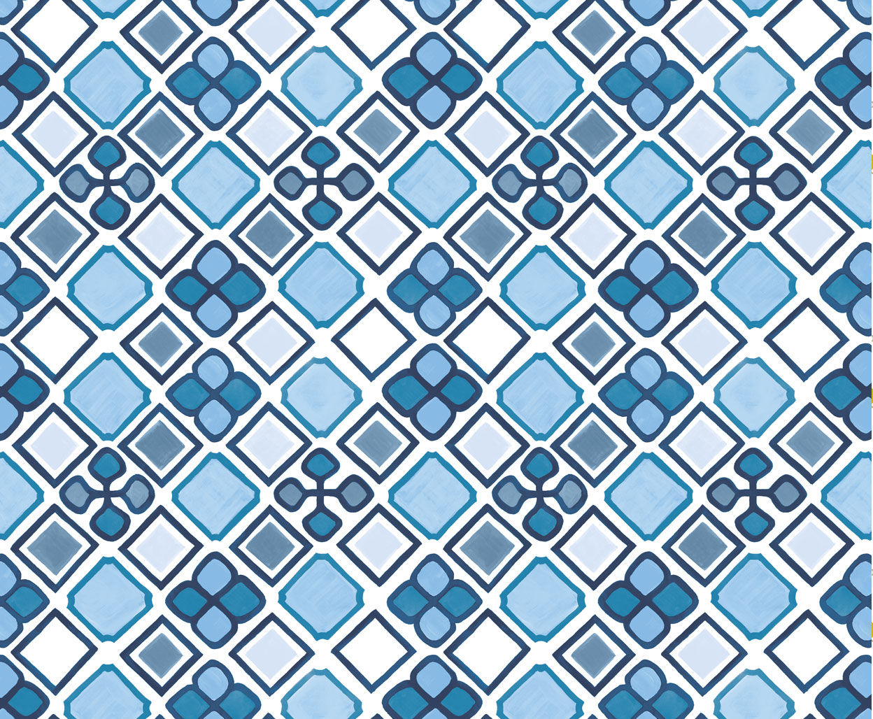 Bay Blue Gelsomica patterned wallpaper by Anna Spiro