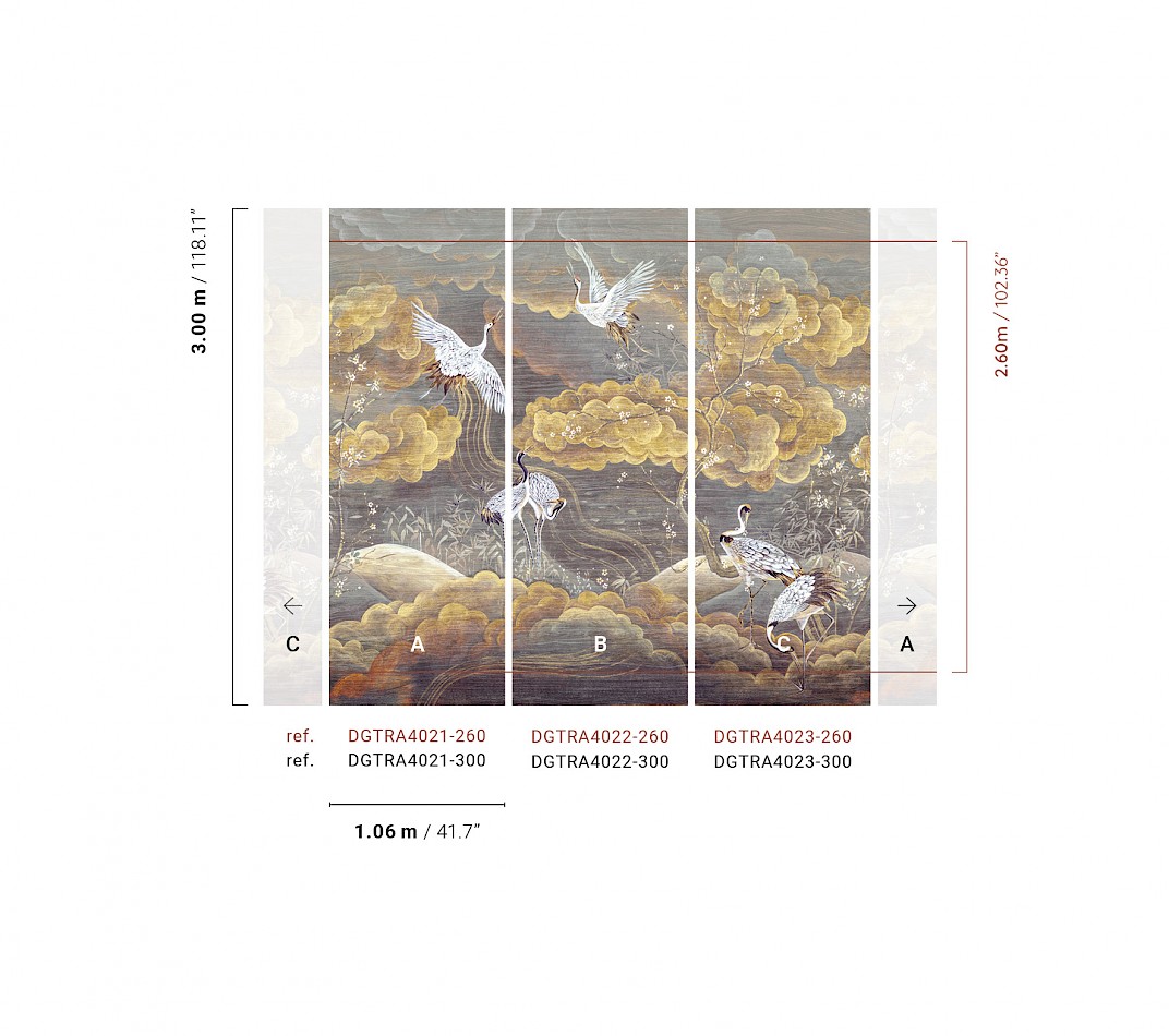 Byobu gold set our diagram and sizing for mural