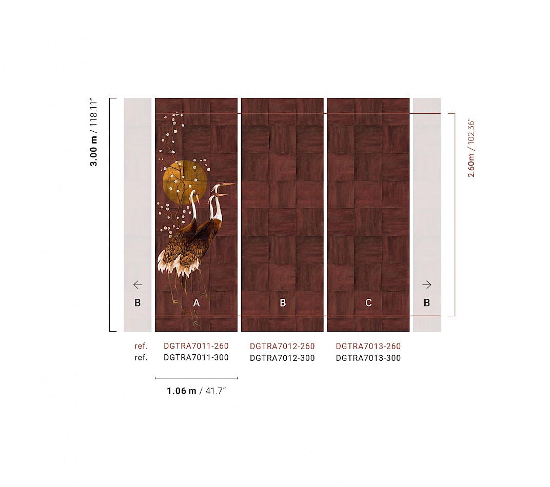 Tsuro rust crane mural set out plan for the wall