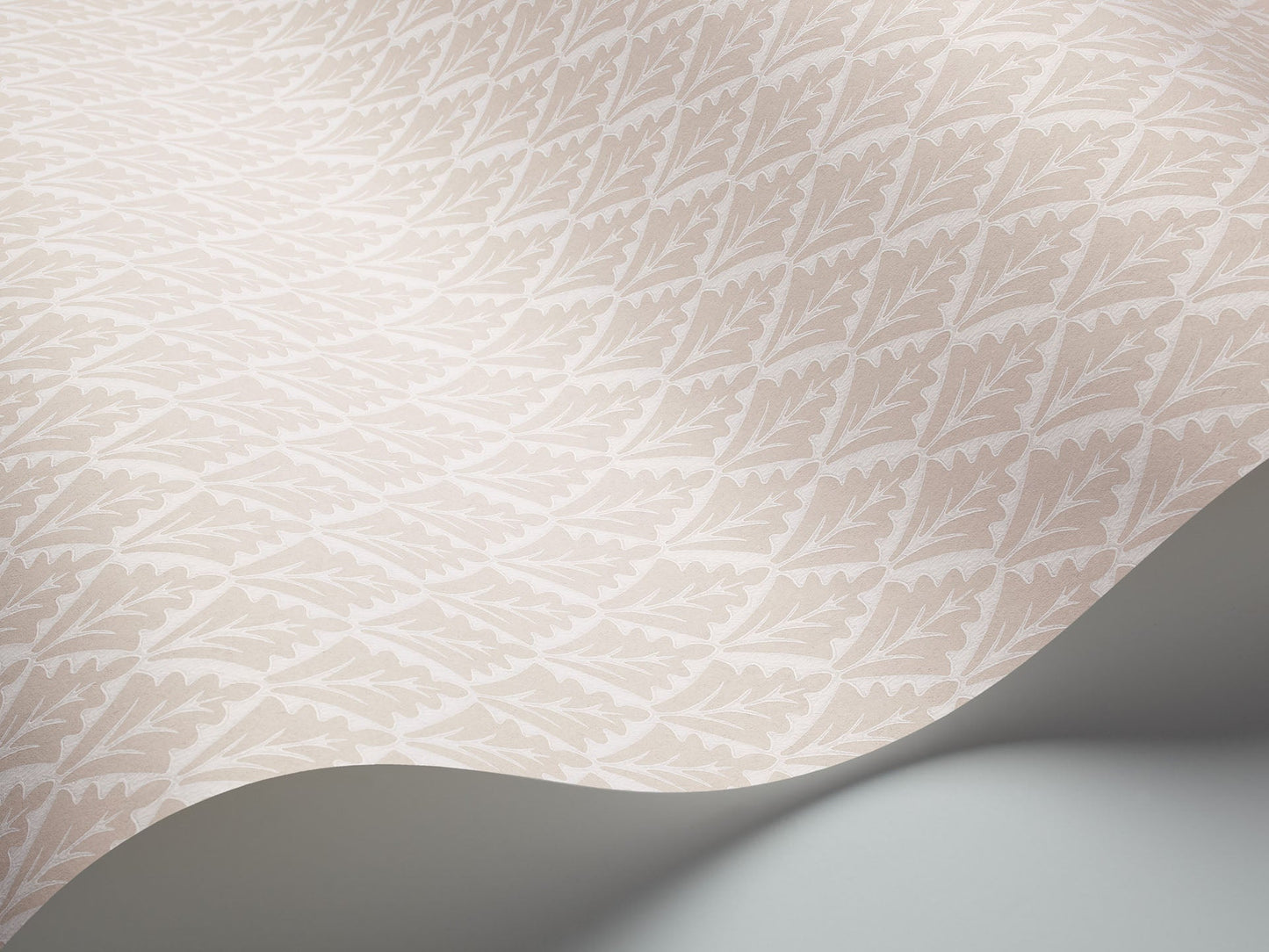 Victorian style wallpaper in a modern shell colour