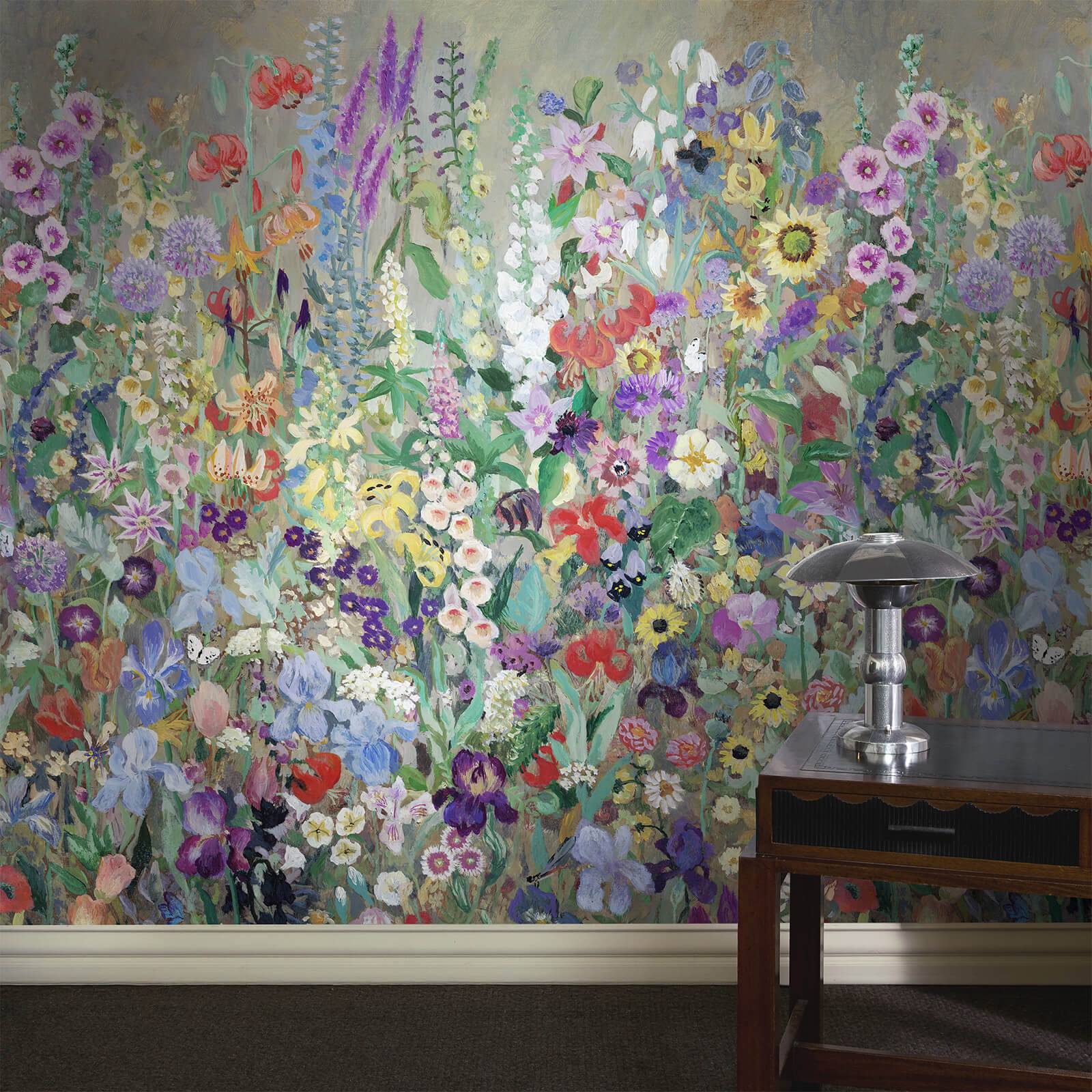 Painterly floral wallpaper Floribunda by House of Hackney on a feature wall in multicolour
