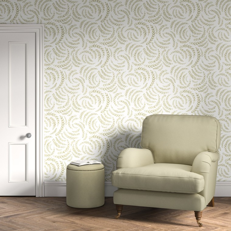 Shida watercolour leafy pattern in a formal sitting room