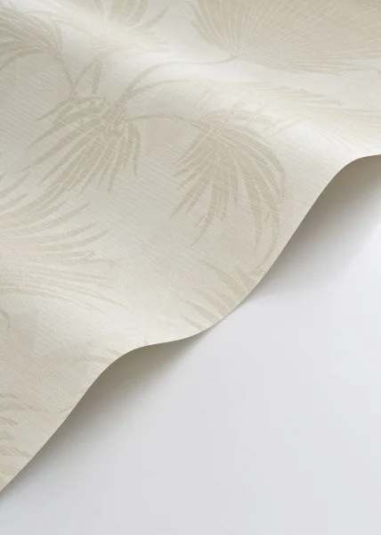 A roll of natural textured vinyl tropical wallpaper