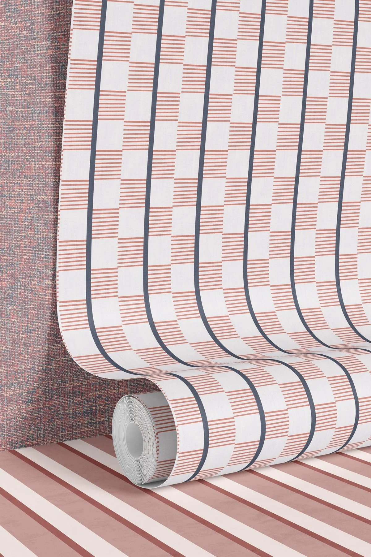 A roll of Terracotta check like wallpaper