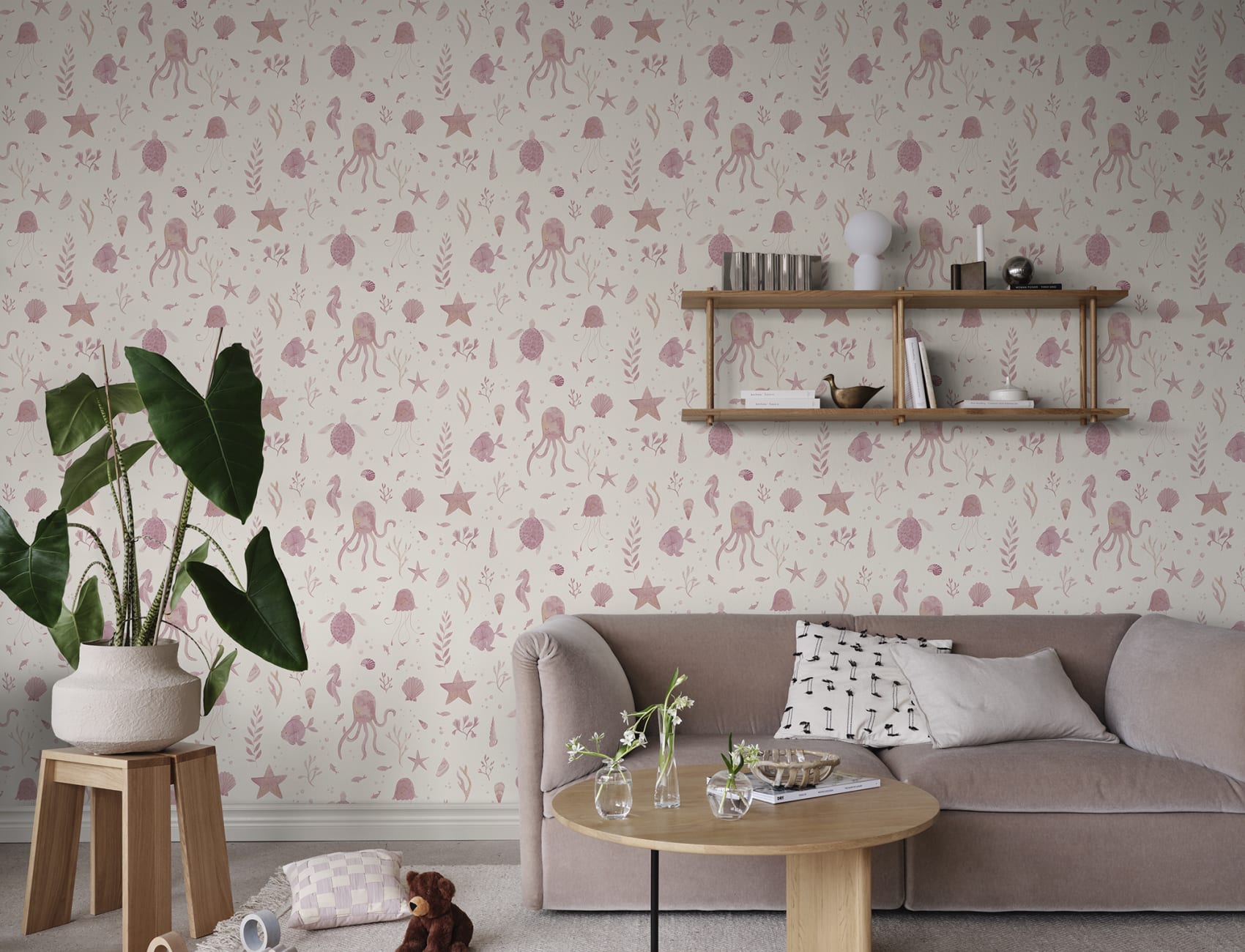 Della underwater themed wallpaper for kids in a girls living space