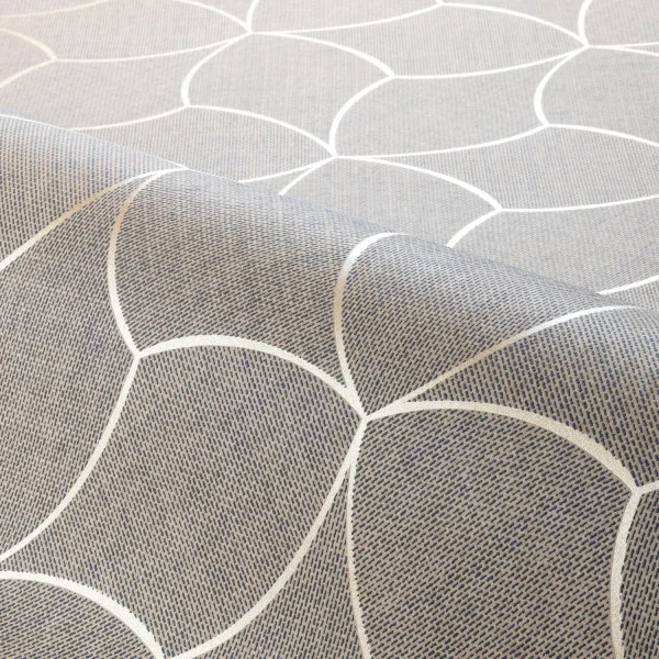 A roll of textured weave wallpaper and geometric curves