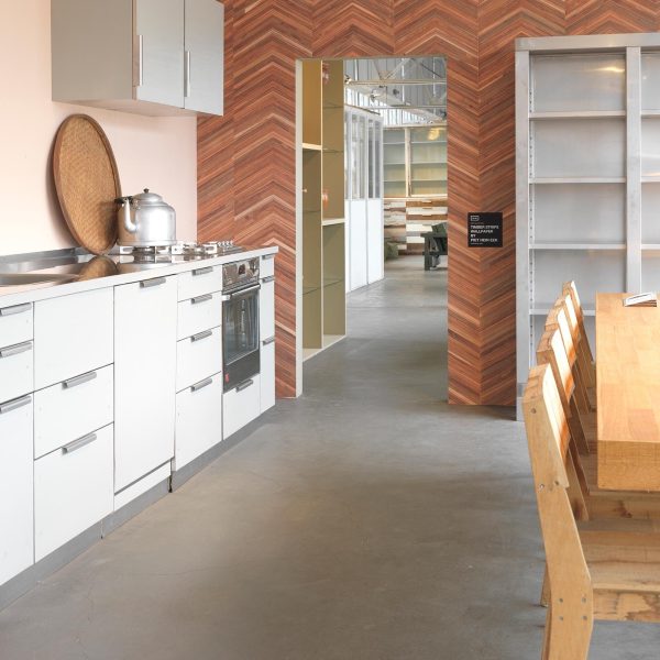 Chevron style wallpaper pattern that looks like timber strips